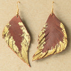 Feather Earrings with Gilded 24k Gold
