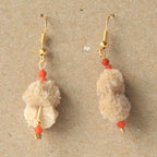 Earrings with Red Agate + Natural Selenite Desert Rose, Raw Organic
